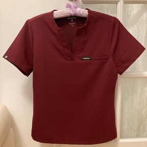 Jaanuu Womens XS Scrub Top in Burgundy